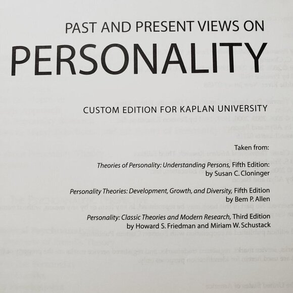 Past and Present Views on Personality Edition Kaplan University By Susan Cloning - Picture 5 of 8